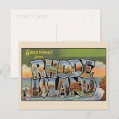 Groeten uit Rhode Island Groot Letter Vintage Briefkaart (Voorkant / Achterkant)