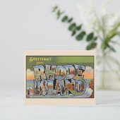 Groeten uit Rhode Island Groot Letter Vintage Briefkaart (Staand voorkant)