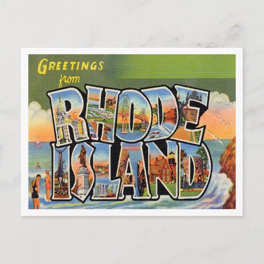 Groeten uit Rhode Island Vintage Travel Briefkaart (Voorkant)