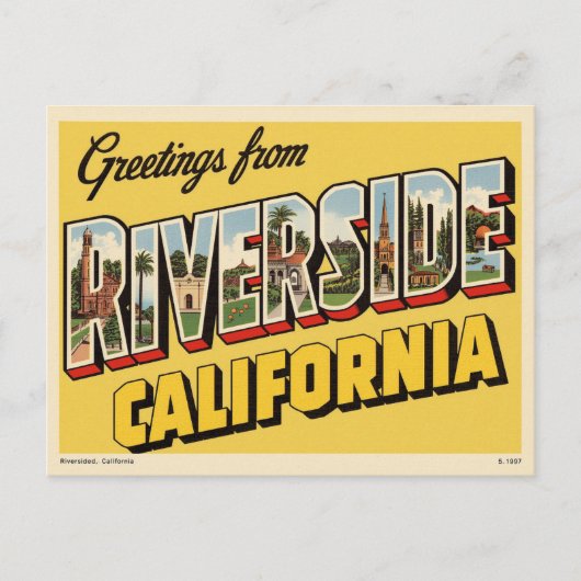  "Groeten uit Riverside, Californië" Briefkaart (Voorkant)