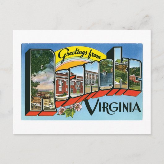 Groeten uit Roanoke, Virginia! Retro Post Card Briefkaart (Voorkant)