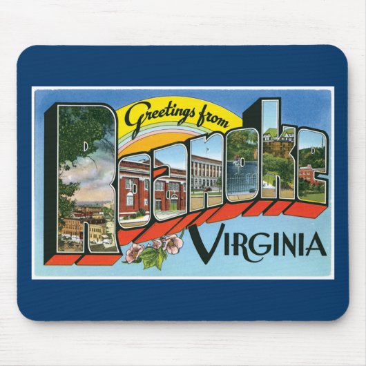 Groeten uit Roanoke, Virginia! Retro Post Card Muismat (Voorkant)