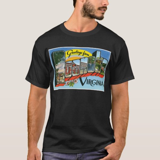 Groeten uit Roanoke, Virginia! Retro Post Card T-shirt (Voorkant)