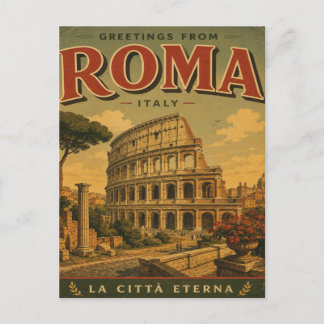 Groeten uit Rome, Italië Vintage Reis Briefkaart