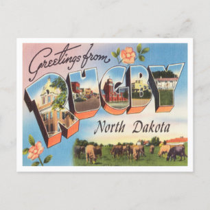 Groeten uit Rugby, North Dakota Vintage Travel Briefkaart