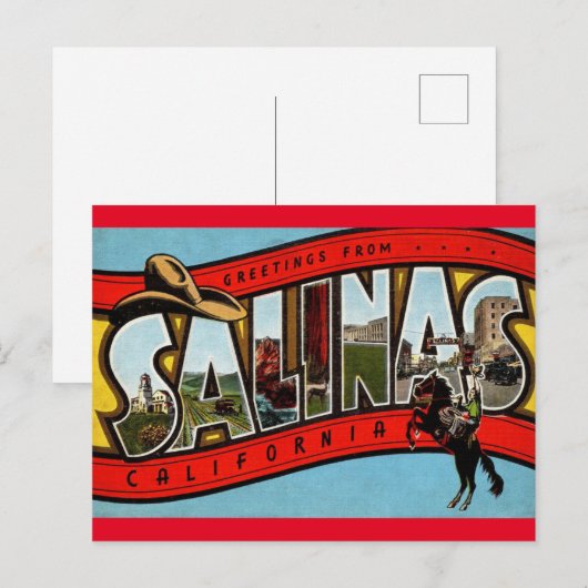 Groeten uit Salinas California Travel Briefkaart (Voorkant / Achterkant)