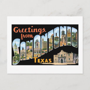 Groeten uit San Antonio, Texas. Retro Post Card Briefkaart