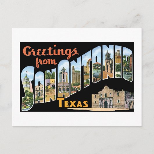 Groeten uit San Antonio, Texas. Retro Post Card Briefkaart (Voorkant)