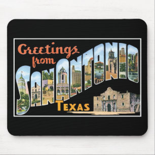 Groeten uit San Antonio, Texas. Retro Post Card Muismat