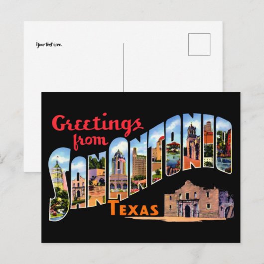  groeten uit San Antonio, Texas Travel Briefkaart (Voorkant / Achterkant)