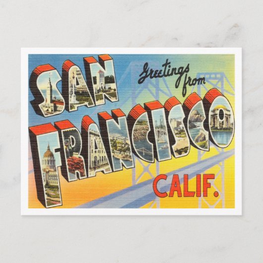 Groeten uit San Francisco, California Travel Briefkaart (Voorkant)