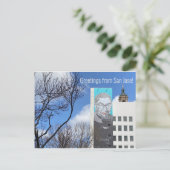 Groeten uit San Jose. Briefkaart (Staand voorkant)