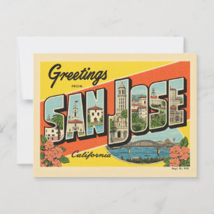 Groeten uit San Jose California Vintage Briefkaart