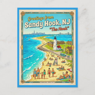 Groeten uit Sandy Hook NJ Vintage Stijl Briefkaart