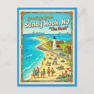 Groeten uit Sandy Hook NJ Vintage Stijl Briefkaart