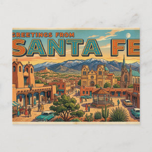Groeten uit Santa Fe Vintage Reisansichtkaart Briefkaart