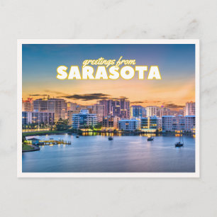 Groeten uit Sarasota Florida Retro Downtown Briefkaart