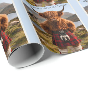 "Groeten uit Schotland" Hoogland Koe Ontwerp Cadeaupapier