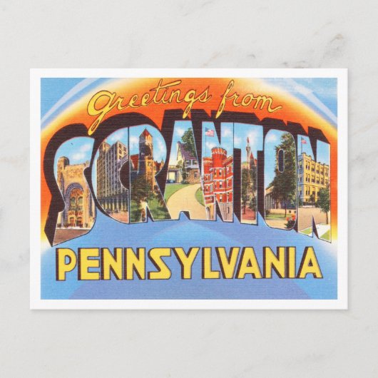 Groeten uit Scranton, Pennsylvania Travel Briefkaart (Voorkant)