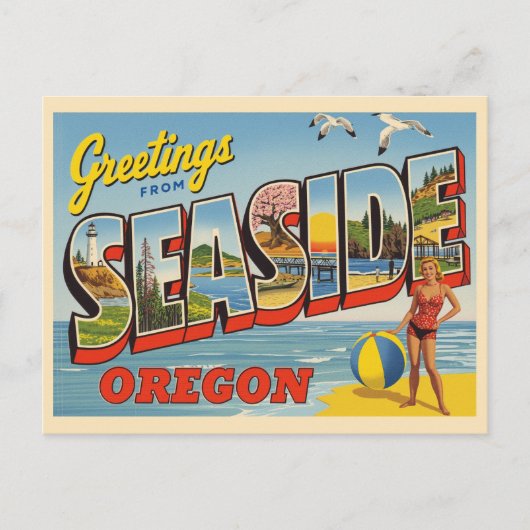  "Groeten uit Seaside, Oregon" Briefkaart (Voorkant)