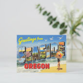 Groeten uit Seaside, Oregon Vintage Briefkaart (Staand voorkant)