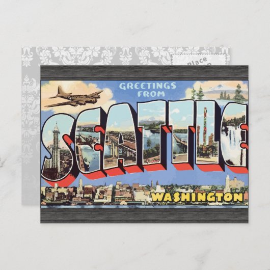 Groeten uit Seattle Washington,  Briefkaart (Voorkant / Achterkant)