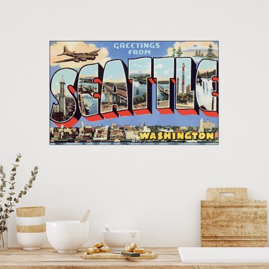 Groeten uit Seattle Washington,  Poster (Keuken)