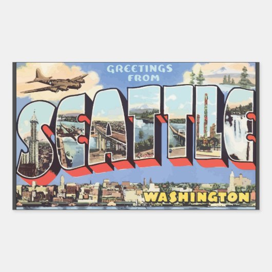 Groeten uit Seattle Washington, Rechthoekige Sticker (Voorkant)