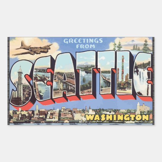 Groeten uit Seattle Washington, Rechthoekige Sticker (Voorkant)