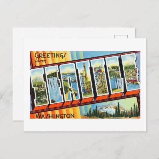  groeten uit Seattle Washington Travel P Briefkaart (Voorkant / Achterkant)