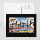 Groeten uit Seattle Washington_Vintage Travel Briefkaart (Voorkant / Achterkant)