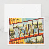 Groeten uit Seattle, Washington Vintage Travel Briefkaart (Voorkant / Achterkant)