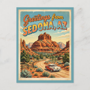 Groeten uit Sedona Arizona Bell Rock Retro 1950 Briefkaart