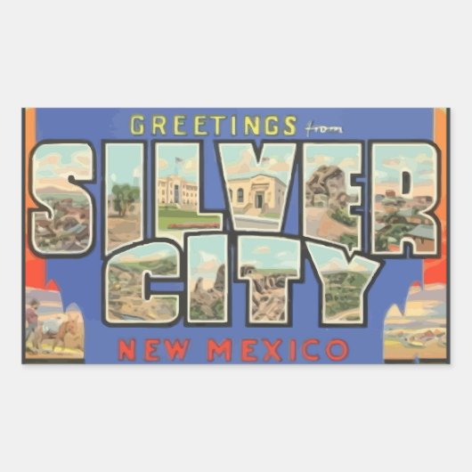 Groeten uit Silver City New Mexico,  Rechthoekige Sticker (Voorkant)