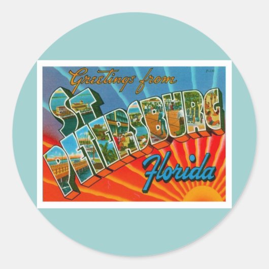 Groeten uit Sint-Petersburg Florida Ronde Sticker (Voorkant)