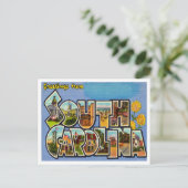 Groeten uit South Carolina Vintage Travel Briefkaart (Staand voorkant)