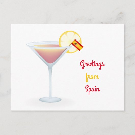 Groeten uit Spanje Cocktail Holiday Briefkaart (Voorkant)