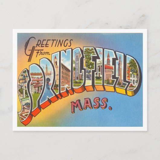 Groeten uit Springfield, Massachusetts Travel Briefkaart (Voorkant)