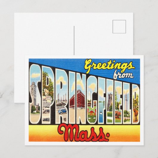 Groeten uit Springfield, Massachusetts Travel Briefkaart (Voorkant / Achterkant)