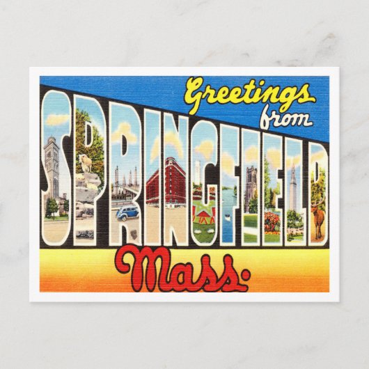 Groeten uit Springfield, Massachusetts Travel Briefkaart (Voorkant)