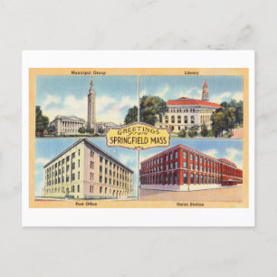 Groeten uit Springfield, Massachusetts, Vintage Tr Briefkaart