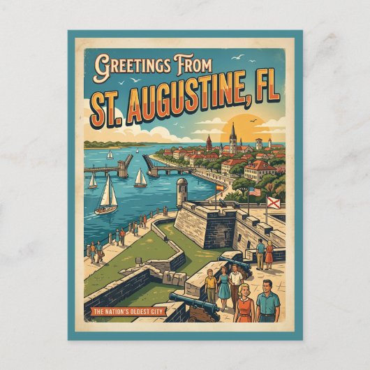 Groeten uit St Augustine Retro Briefkaart (Voorkant)
