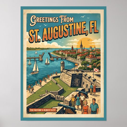 Groeten uit St Augustine Retro Poster (Voorkant)