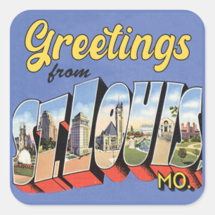 Groeten uit St. Louis MO vintage reizen Vierkante Sticker