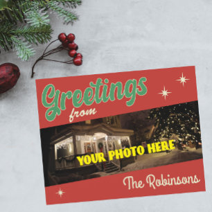 "Groeten uit" stijl Kerstmis Briefkaart