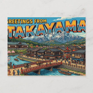Groeten uit Takayama Vintage Reisansichtkaart Briefkaart