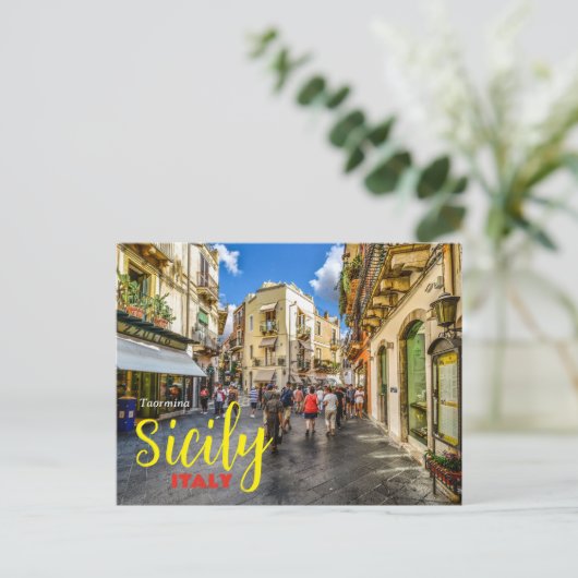 Groeten uit Taormina Sicilië Italië Briefkaart (Staand voorkant)