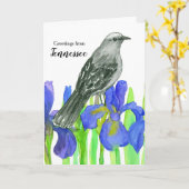 Groeten uit Tennessee Mockingbird Iris Kaart (Gele Bloem)