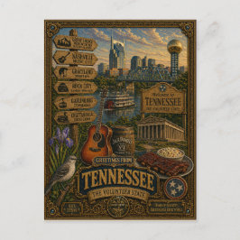 Groeten uit Tennessee | Vintage Retro Kunst Briefkaart