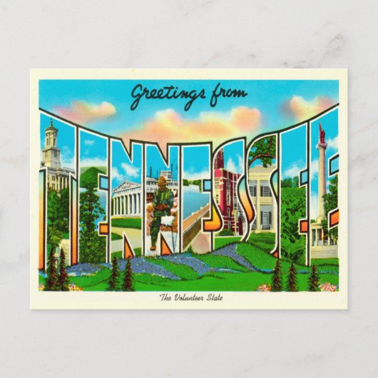Groeten uit Tennessee Vintage Travel Briefkaart (Voorkant)